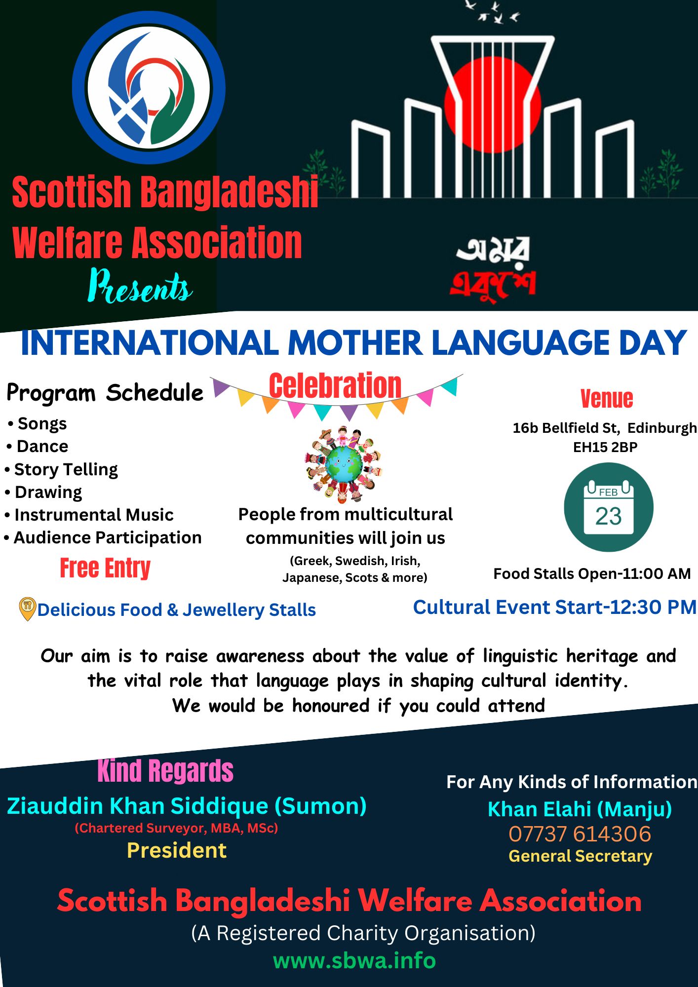 Scottish Bangladeshi Welfare Association is going to celebrate International Mother Language day